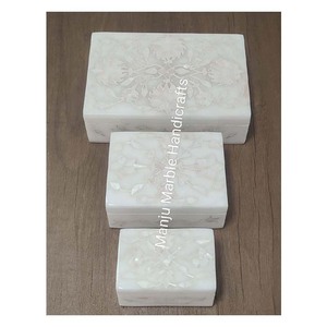 Boîte d'incrustation de marbre faite à la main de super qualité Belle conception supérieure pour vadrouille Pierre Artisanat Bijoux Emballage Assurance qualité - Product Image 3