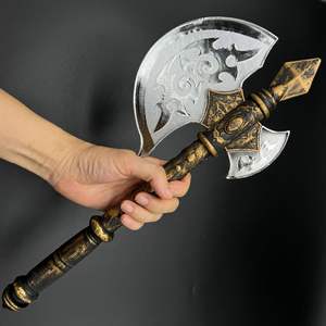Hacha de Batalla Vikinga de Grado Industrial, Acero con Alto Contenido de Carbono, Espiga Plana, Mango de Madera Natural, Accesorios para Halloween - Product Image 2