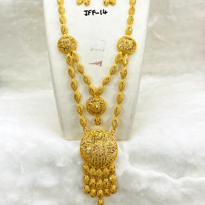 Ensemble de collier de bijoux de mode de Dubaï plaqué or 24 carats boucles d'oreilles bracelets peignes broches en cuivre pour la Bulgarie - Product Image 1