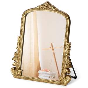 Miroir mural décoratif minimaliste en résine moderne avec finition dorée pour les intérieurs contemporains, disponible en gros - Product Image 4