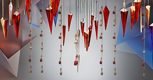 Élégant carillons éoliens en fer à 5 grappes faits à la main, cloches suspendues de balcon rouge doré, ornements de jardin de mariage d'intérieur et d'extérieur - Product Image 2
