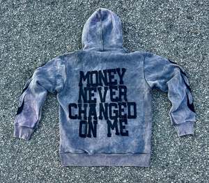 เสื้อฮู้ดฮิปฮอปสำหรับผู้ชายผ้าฟลีซแบบมีความเป็นกรดมีซิปปักโลโก้ได้ตามต้องการ - Product Image 3