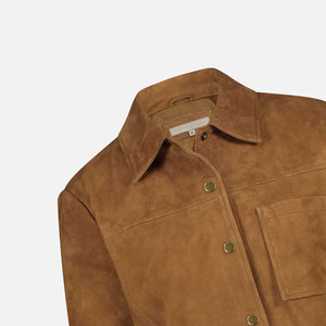 Haute qualité hommes en cuir véritable daim chemise à manches longues Style Vintage décontracté bouton en cuir daim chemise - Product Image 3