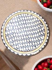 Bandeja con incrustaciones artesanales, bandeja para servir hecha a mano, incrustaciones de hueso de lujo, desayuno de Ramadán, comida, fruta, café, té, bandeja decorativa - Product Image 2