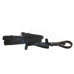 Flat Leather and Rubber Grip Horse Reins with Silver Buckle Fittings and <b>Stopper</b> Series for Comfortable Riding Control - Product Image 1