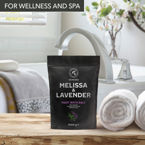 Aromatika Melissa y Lavanda, Sal Marina Natural en Cristales para Baños de Pies, 1000g, Relajante Baño de Pies, Bolsa Doypack con Cierre Hermético - Product Image 3