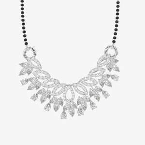 Women's 14K Gold Mangalsutra <b>Necklace</b> with Round & Pear Cut Moissanite Diamond Elegant and Luxurious - Product Image 4