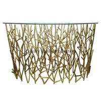 Accrocheur Élégant Feuille De Métal Floral Design Attrayant Console Table Or Couleur Placage Miroir Polonais Meubles Au Meilleur Prix