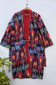 Veste d'hiver matelassée femme longue coton Kantha Robe multicolore imprimé fleuri Kimono de mariée vêtements de plage robe tissu floral - Product Image 5