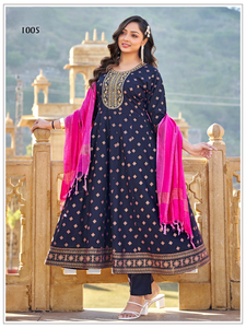 Conjunto de Vestido Anarkali de 3 Piezas de Calidad de Exportación, 14 kg de Rayón con Bordado de Lentejuelas, Vestido Anarkali de Diseñador Indio - Product Image 6