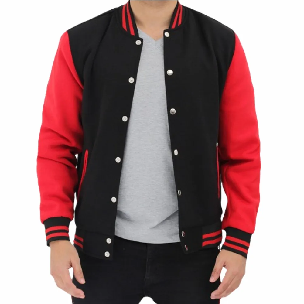 Fantasia Couture Fantasia Baseball Varsity Casaco Estilo Vermelho e Preto Jaqueta Para Homens De Inverno Completo Manga