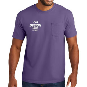 T-shirt décontracté à manches courtes pour homme, col rond, coupe classique, en mélange de coton recyclé, léger et respirant, avec poche poitrine – Vente en gros - Product Image 4
