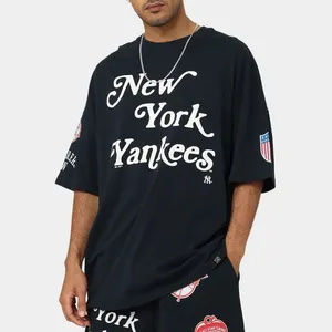 OEM High quality New York letter Puff Print Patch Oversized tee streetwear hip hop style 100% cotton T-Shirt for men