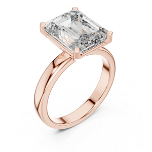 Anillo Solitario de Oro Amarillo de 14K con Diamante Cultivado en Laboratorio y Esmeralda |   Anillo de Boda |   Diamante Cultivado Nuevo - Product Image 5