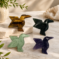 Ornement d'oiseau colibri en cristal sculpté à la main, sculpture d'oiseau en pierre naturelle pour la maison, le bureau et les collectionneurs