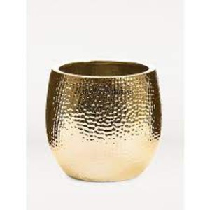 Maceta redonda de Metal de calidad lujosa chapada en oro de alto grado con textura martillada de aspecto brillante para decoración de hogar y jardín - Product Image 1
