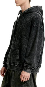 Sweat-shirt à capuche oversize noir délavé à l'acide de qualité supérieure pour homme, style streetwear confortable, services OEM - Product Image 4