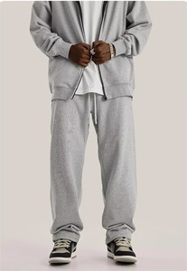 Wholesale Basic Heather Grey <b>Oversized</b> Sweatpants Casual Style Soft Fleece Material with Drawstring Waistband and Relaxed Fit - Product Image 3