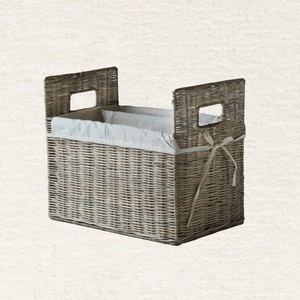 Cesta de Revistas de Ratán Natural, Organizador de Revistas de Mimbre Hecho a Mano con Asas para Decoración de Sala de Estar y Dormitorio - Product Image 1