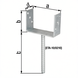 เหล็กเส้นรูปตัวยู ETA-10/0210 ขนาด 121x100x200x60 มม. ชุบกัลวาไนซ์แบบจุ่มร้อน  พร้อมเหล็กเส้นเสริมสำหรับยึดคอนกรีต ใช้สำหรับรั้ว กำแพงตาข่าย และประตู - Product Image 3