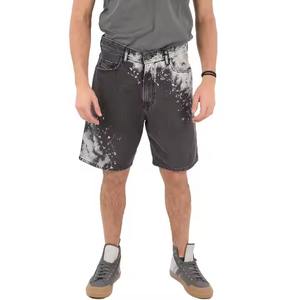 Nuevos pantalones cortos de mezclilla transpirables de retales personalizados, pantalones vaqueros holgados cortos para hombres, pantalones cortos desgastados lavados de punto de tela vaquera para hombres - Product Image 1