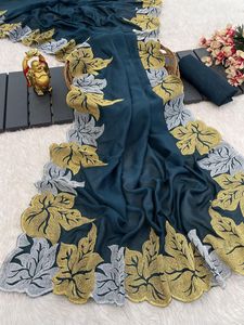 Último diseñador de alta calidad pura seda Dola Sari hilo secuencia oro tejido borde indio étnico tradicional fiesta desgaste Saree - Product Image 4