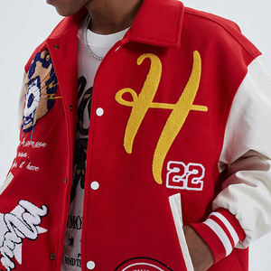 Letterman Baseball Varsity Jacket Trucker Letterman Base Ball Veste Varcity Varsity en cuir pour hommes Street Wear Logo Patch - Product Image 4
