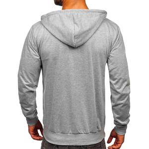 Light <b>Grey</b> Custom <b>Man</b> Sweatshirt French Terry Full Zip up Hoodies - Product Image 2
