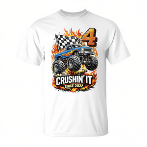 Maglietta Monster Truck per il 4° Compleanno 2022 per Bambini di 4 Anni, Personalizzabile per Feste Successive - Product Image 2