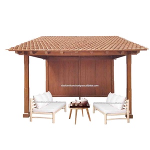 Pergola de luxe en teck pour l'extérieur, au design moderne, avec tissu résistant à l'eau, écologique, facile à assembler, idéale pour les resorts et les villas. - Product Image 5