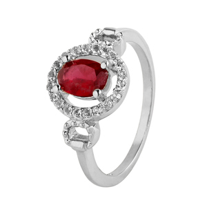 แหวนพลอยทับทิมธรรมชาติและโทแพซสีขาวสำหรับผู้หญิงจาก Shah Gems แหวนเงินแท้ 925 ประดับเพชร - Product Image 1