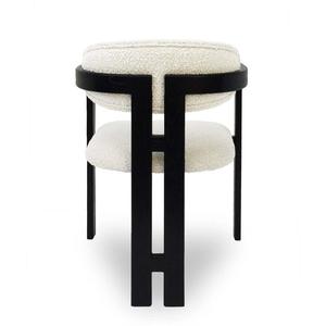 <b>Retro</b> Boucle Upholstered Hotel <b>Chair</b> Modern <b>Dining</b> Side <b>Chair</b> Black Frame Leisure Room Furniture - Product Image 4