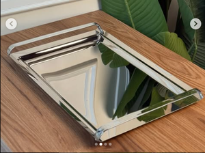 Luxury Stainless Steel Gold And Silver Metal Decorative <b>Trays</b> with Bowls In Shiny Polished Flower Shape Design - Product Image 5