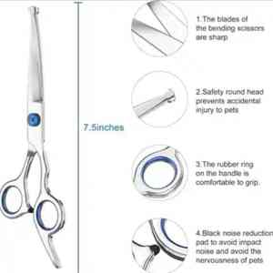 Juegos de tijeras profesionales de alta calidad para el cuidado de mascotas, tijeras de corte de 8 pulgadas, tijeras curvas, tijeras para adelgazar el cabello para perros y cachorros - Product Image 6