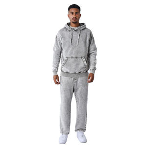 Sudadera con Capucha Unisex Estilo Acid Wash, Deportiva, para Invierno, Hombros Caídos, Tela Suave, Transpirable, Cómoda, Talla Única, Color Sólido - Product Image 1