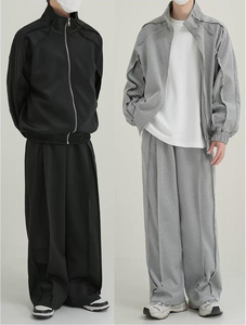 Survêtement à fermeture éclair unisexe, sweat-shirt, fléchettes, printemps, automne, surdimensionné, 2 pièces, polaire technique - Product Image 2