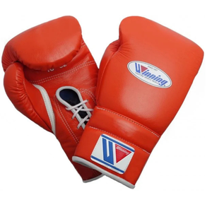 Gants de boxe professionnels à lacets, orange, cuir véritable, gants d'entraînement et de sparring, équipement de combat artisanal - Product Image 1