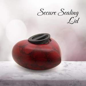 Urna Conmemorativa en Forma de Corazón de 50 ml con Acabado de Mármol Rojo para Cenizas |   Proveedor Mayorista - Product Image 3