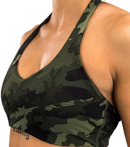 Custom Womens Sports Bra Forest Camo Pattern Gym Fitness Bra OEM Available - Product Image 1