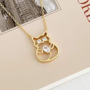 Collar con Colgante de Gato en Plata de Ley 925 Chapado en Oro Vermeil de 18k, con Circonitas, Joyería Fina Minimalista para Amantes de los Animales, Regalo - Product Image 1