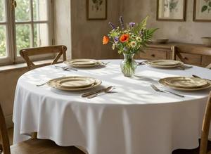 Mantel Redondo de Tela de Pato Resistente al Agua y a las Manchas - Product Image 3