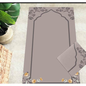 Tapis de prière en chenille fleuri : Tapis de culte islamique, tapis imprimé, tapis à poils doux - Product Image 1