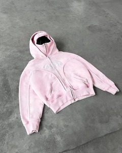 Custom Streetwear <b>Oversized</b> <b>Hoodie</b> Heavyweight Y2K <b>Hoodie</b> Boxy Zip Up Jacket with Acid Wash Embroidery and Ski Mask Balaclava - Product Image 1
