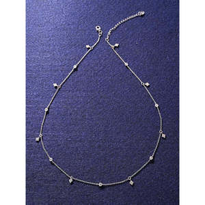NOVAMART Fine Minimalist 925 Sterling Silver Daily Wear <b>Necklace</b> <b>Chain</b> with Crystals Wholesale Export - Product Image 2