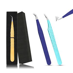 Extensiones de pestañas con punta de diamante desempolvada profesional, pinzas de acero inoxidable, capas finas gruesas, Punta puntiaguda - Product Image 5