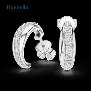 Boucles d'oreilles plaquées or rose en argent sterling 925 Boucles d'oreilles demi-rondes avec diamant rond pour femmes - Product Image 4