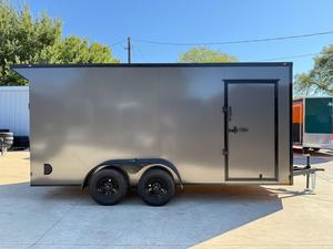 7x16 V-Nose Enclosed <b>Cargo</b> <b>Trailer</b> Black Aluminum Side Door Dual Axle - Product Image 3