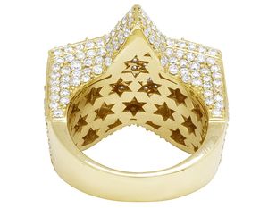 Bague étoile glacée pour homme en argent sterling 925 plaqué or VVS Moissanite diamant bijoux Hip Hop - Product Image 5