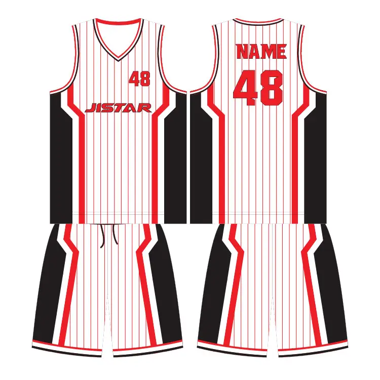 Latest Design Custom Logo Original Basketball Shirts For Men Wear Classic Plain Red White Blank Jersey Basketball Sets