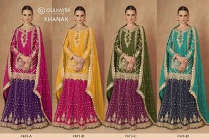 Maruti-Ensemble de tailleur indien et pakistanais à la mode, haut en chinon véritable, coupe moderne, Dupatta avec jupe, vêtements de soirée - Product Image 5